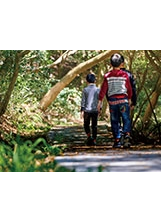虎頭山的森林步道平緩好走，適合全齡遊客。之照片