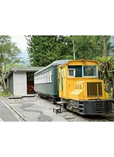 園區內留有過去載送木材的加藤式火車。之照片