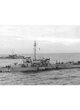 九二海戰後的沱江艦，此時艦首已經進水下沉，艦體中段到處都是彈孔。之照片