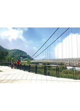 太平雲梯全長281公尺，遊客在太平雲梯旁的觀景平臺，可看到雲梯的全貌與迷人的景觀。之照片