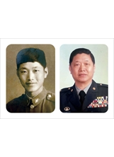 二十八歲擔任中尉觀測官的楊克峰（左圖），參與金門砲戰，之後繼續在軍中歷練至少將署長（右圖）後退伍。（圖／楊克峰）之照片